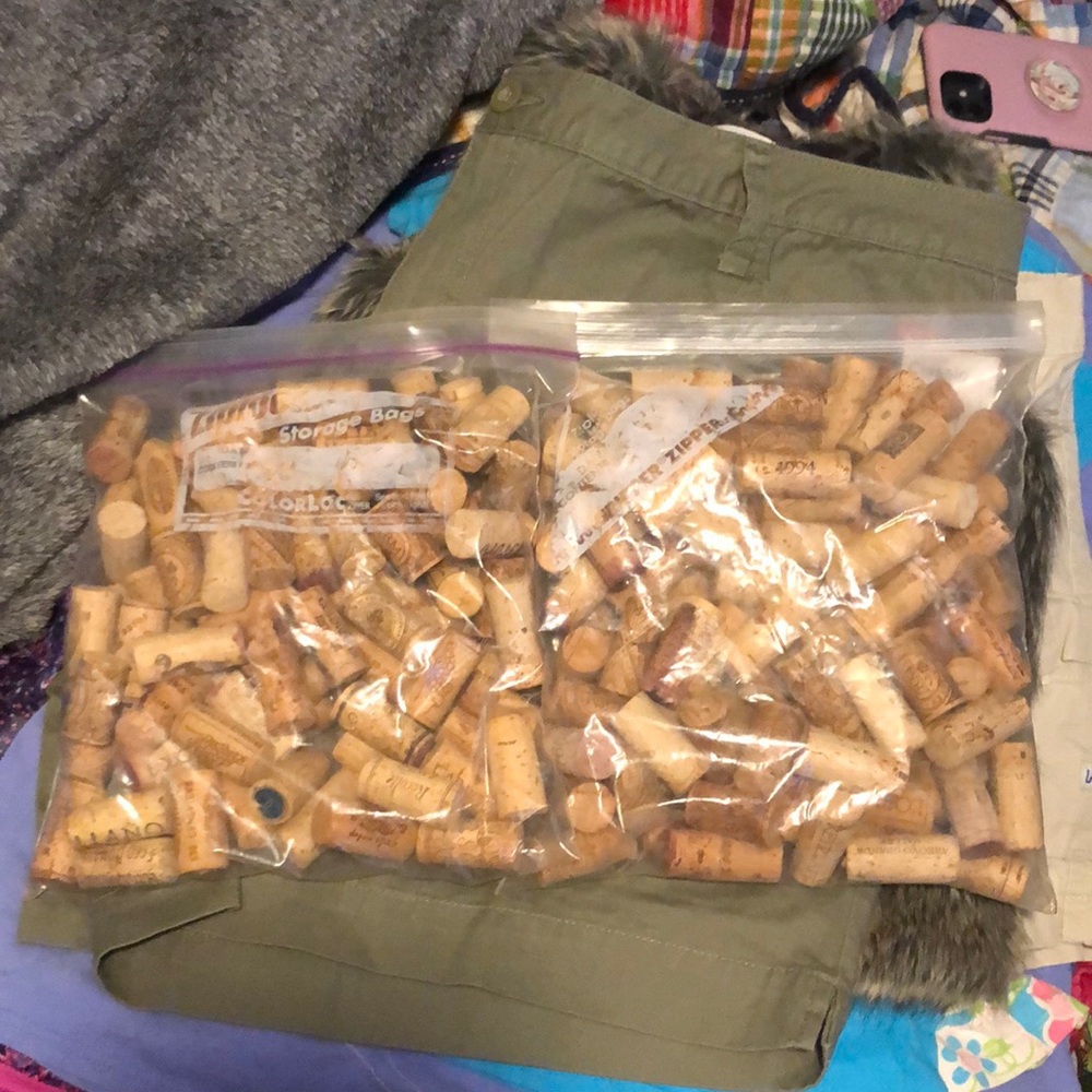 Wine corks 2 gallon size bags full